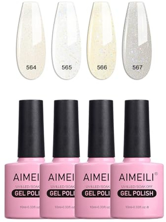 AIMEILI UV nagellack 4 Färger Gel Blötläggning Nagellack Färggel Set för Gelnaglar Manikyr 10ML Kit31