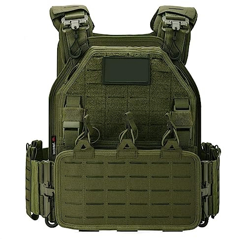 ACEXIER Taktische Weste Airsoftweste mit Schnellverschluss Verstellbare, atmungsaktive Militär-Gewichtsweste für CS/Training (Green)