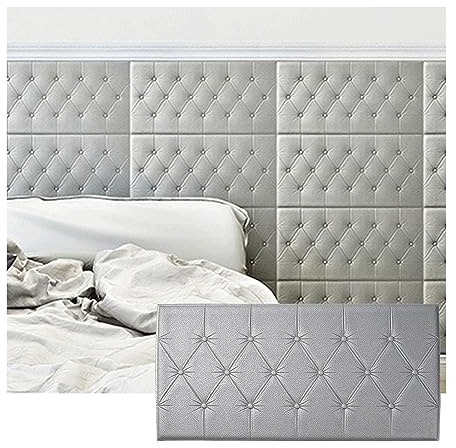 LXBAMKEA Kinder Antikollision Wandaufkleber, PE-Schaum Weich Wasserdicht Hintergrund Dekor Wandmatte, Kinder Bettschutz Wandkissen, Schlafzimmer, Wohnzimmer, Spielzimmer Wandmatte (Color : Silver, S