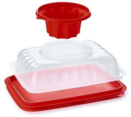 Tupperware Stampo rettangolare Jumbo per gelatina, per dessert e salse, 10,5 tazze/2,5 l, rosso