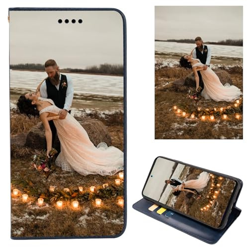 FortiCase Personalisierte Hülle für Samsung Galaxy A15 5G,Flip Leder Hülle Kartenfach Standfunktion Case,mit Eigenem Foto Bild Text Personalisiert Handyhülle - Blue