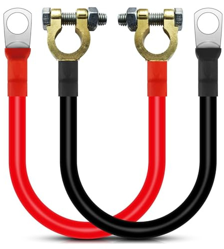 ANBOO Autobatteriekabel, 2 AWG, 50 cm, 35 mm², 12 V/24 V, Rot/Schwarz, Batterieklemmen-Anschlüsse, für Auto, LKW, Motorrad, Solar, Wohnmobil, Marine, 2 Stück