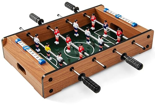 GYMAX Calcio Balilla da Tavolo, Tavolo Mini da Calcio in Legno da 51 cm con 2 Palloni e Segnapunti per Stanza Giochi, Bar, Feste, Serate in Famiglia