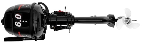 OUKANING 2/4 Takt Außenbordermotoren Für Boote, Außenborder Benzin Bootsmotor, Dreiflügeliger Propeller, 1 Zylinder, Für Aufblasbare Boote, Fischerboote (Typ D: 2-Takt, 6PS, Wasserkühlung)