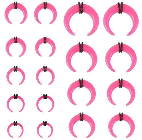 ZS 9 par kniptång avsmalnande septumringar, akryl buffel hästsko stretchare expanderare piercing kit för stretching piercad näsa öron mätare 9 storlekar 14 g – 00 g, Akryl Plast, Ingen ädelsten