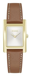 BOSS Zwei-Zeiger-Quarzwerk-Uhr für Damen Kollektion Lucy mit Edelstahlarmband oder Lederarmband, und Rechteckigem Gehäuse