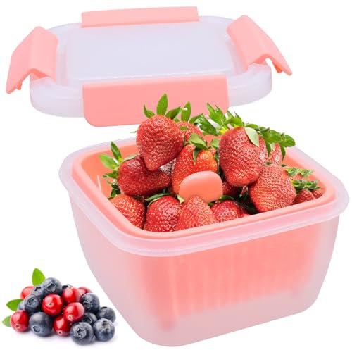 Esayeefo Scatola per la conservazione della freschezza della frutta, 1.1 L Contenitore per il frigorifero o la credenza della cucina Scatola per la conservazione degli alimenti con colino