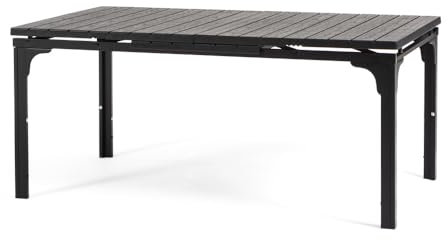 Thomas XL - Ausziehbarer rechteckiger Gartentisch mit Stahlgestell und hochwertiger Platte aus Polyethylen in raffiniertem Holzdesign (Anthrazit)