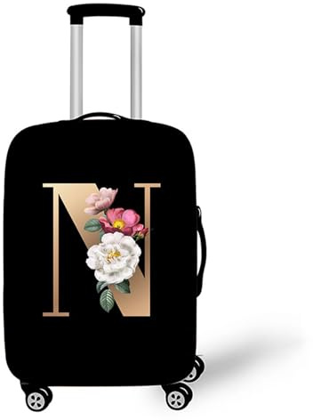 Muiuou Elastisch Reise Kofferhülle Kofferschutzhülle, Anfangsbuchstabe Gedruckt Design Koffer Schutzhülle mit Reißverschluss Waschbar Gepäck Cover Kofferschutz-Bezug (XL (30-32 Zoll),N)