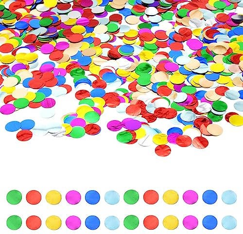 Yosawo 50g/1.76oz Konfetti Metallic 15mm Runde Pailletten Konfetti Punkte Dot Streudeko Tisch Deko Foil Konfettis für Tischdekoration Geburtstag HochzeitDekoration(D/ZXY/Color)