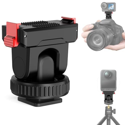 Magnetic Cold Shoe Adapter Compatible for DJI Action5 Pro/4/3/Osmo 360 Dslr | Aluminum Magnetic Quick Release mount for Dslr Cameras,150°Adjustment With Standard Cold Shoe, Bottom 1/4” Screw For Tripod