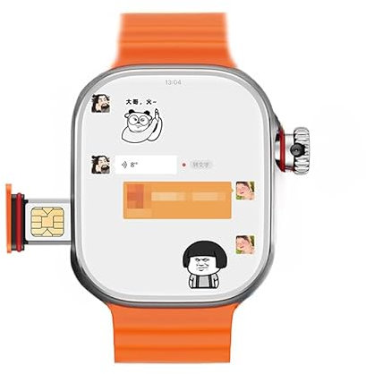 Reloj inteligente Android S9 Ultra 4G con tarjeta SIM de red de 2.2 pulgadas, cámara giratoria de 180°, GPS, WiFi, llamada global, reloj inteligente para hombre, Ultra 5G (naranja plateado, 2 GB 16