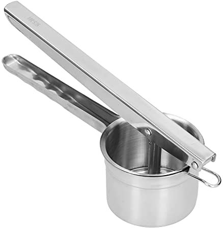 Potato Ricer, Potato Masher with Hooks Stainless Steel Manual Potato Press, Hand Mashed Potato Machine, Food Strainer Squeezer Potatoes Masher for Food and