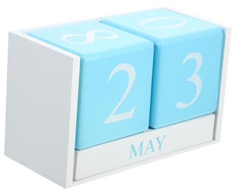 DIYEAH Perpetual Holzblock Kalender Eleganter Tischkalender Mit Manuell Drehbaren Tages Monatsblöcken Wiederverwendbarer Büro Familienkalender Stilvolle Wohn Arbeitsplatzdekoration Weiß