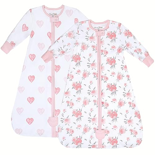 Baby-Schlafsack aus Bio-Baumwolle, 0,5 TOG, mit langen Ärmeln – 2er-Pack | Atmungsaktiv, leichter Sommerschlafsack aus GOTS- und OEKO-TEX-zertifizierter Bio-Baumwolle für 6–12 Monate von Mama Cheetah