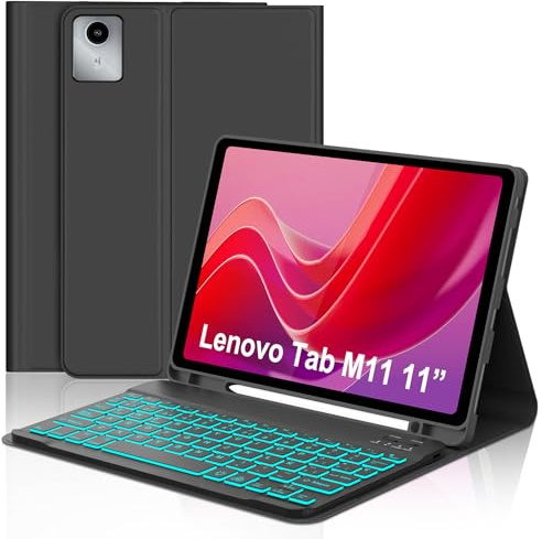 FOGARI Teclado para Lenovo Tab M11 11 Pulgadas 2024 | Funda para Lenovo Tab M11 con Español Ñ Teclado Retroiluminado Bluetooth para Tablet Lenovo Tab M11, Negro