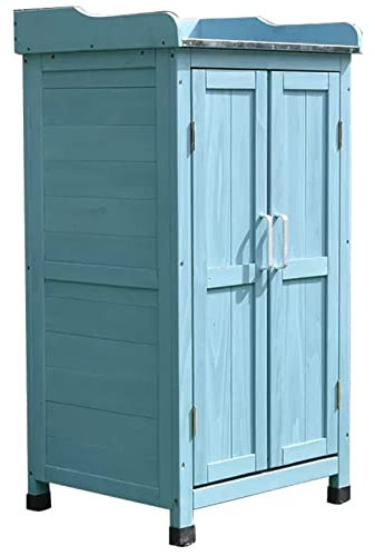 Outdoor-Gartenschrank mit wasserdichtem Holz-Garten-Geräteschuppen aus Kunststoff, höhenverstellbare Füße, kleines Gartenhaus für Terrasse, Größe A