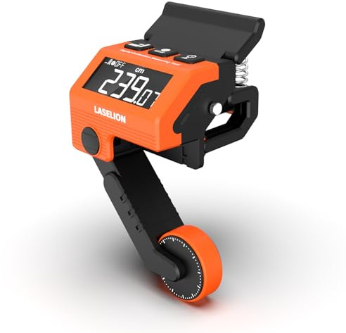 LASELION Digitales Messwerkzeug für Gehrungssägen, Präzises Sägeanschlag-Messgerät mit Verstellbarer Klemme, Winkel- & Versatzkalibrierung für Holz- & Metallbearbeitung L1
