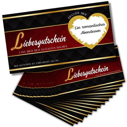JOCERO Rubbellos Gutscheine für Paare – 15 personalisierbare Überraschungs-Gutscheine zum Ausfüllen – Romantische Date- & Erlebnisideen – Perfektes Valentinstagsgeschenk für Männer & Frauen