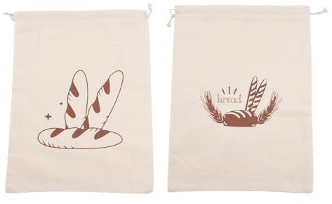 tiyiyok 2Pz Sacchetto Portapane, Sacchetto Pane, Borsa Riutilizzabile in Cotone e Lino Con Coulisse, Può Essere Lavato, Viene Utilizzato per Conservare Pane, Frutta, Verdura, ecc