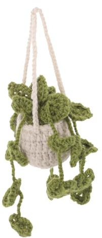Ciieeo Car Woolen Accessories Crochet Planter Hanging Ornament for Rear View Mirror Interior Decor Creative Crochet Plant Hanging Decor Car Charm
