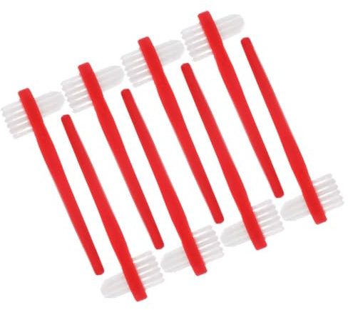 SAFIGLE 8pièces Brosse De Nettoyage Pour Prothèse à Double Tête Brosse Dentier Ergonomique Avec Poils Pour Nettoyage Fausses Dents Et Gouttières