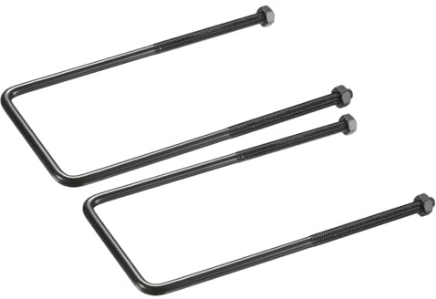 sourcing map 2 Sets M8 Square U-Bolts, 80mm (3.15) Inner Width 200mm (7.87) Length 304 Stainless Steel U-Clamp Bolt Electroplated with Nuts for Automobile, Trailer, Boat Trail, Black