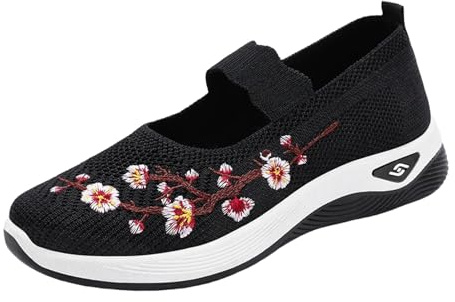 Ballerina skor dam andas, glider in i den, bekväm, platt sula, lätta, enfärgade, mammaskor, platt mun, mångsidiga fritidsskor dam, dansskor bekväma, svart, 40.5 EU
