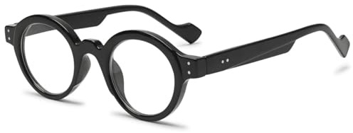 KOOSUFA Mode Runde Anti Blaulicht Lesebrille Klein Herren Damen | Modern&Retro-Optik, Blaulichtfilter Hornbrille, Kunststoff, Harzlinsen, Lesehilfen, 0.0 0.5 1.0 1.5 2.0 2.5 3.0 3.5 4.0