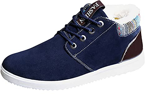 Stivaletti da uomo foderati in peluche, impermeabili, traspiranti, scarpe invernali, scarpe da trekking antiscivolo, calde, per il tempo libero, per l'inverno, Blu, 44 EU