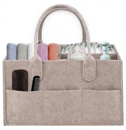 BASTOUR - Cesta de almacenamiento para bebé, organizador de pañales para bebé, cesta de almacenamiento con compartimento extraíble para pañales de bebé, para toallitas húmedas y artículos para bebe