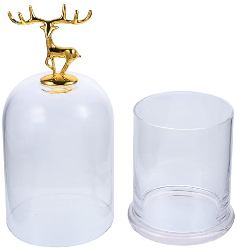 TOGEVAL Couvercle en Verre Transparent 400-500g pour Fleurs Stabilisées, Dôme Décoratif Artisanal pour Bougies et Décoration de Bureau, Cloche en Verre Simple pour Ornements Floraux