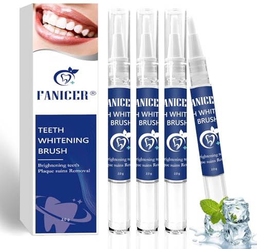 4 Penna Sbiancante dei Denti, Aroma di Menta Gel Sbiancante per Denti, Rimuove le Macchie Dentali, Sbiancamento Efficacemente, Sbiancare Velocemente, Kit Sbiancamento