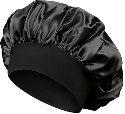 ACKKOR Bonnet en soie pour homme – Bonnet noir avec élastique doux