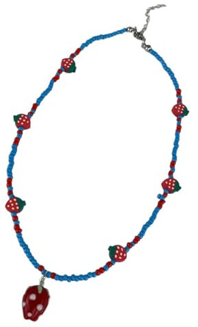 Collana colorata con perline fragola giocoso e dolce gioielli per il collo avanzato catena clavicola per donne e ragazze collana colorata con perline fragola giocoso e dolce gioielli per il collo