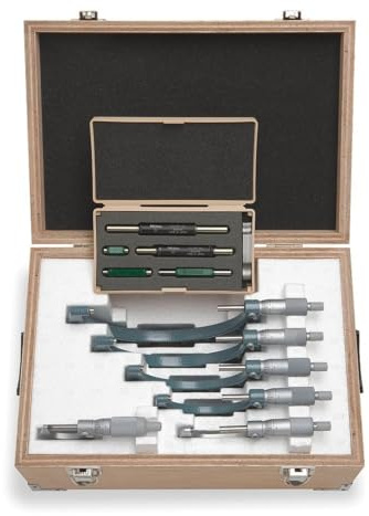 Mitutoyo 103-907-40 Outside Micrometer Set with Standards, 0-6 Range, 0.0001 Resolution, 6 Pieces