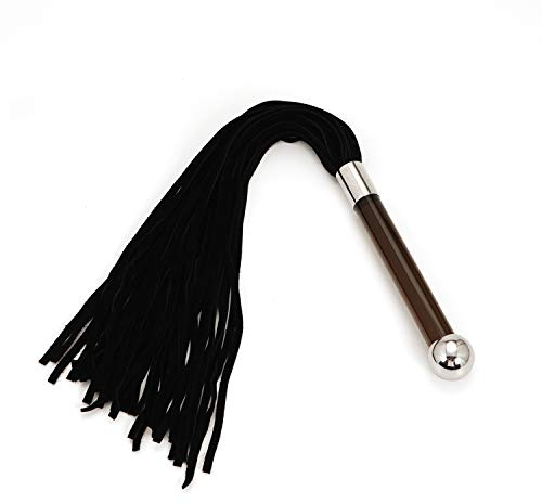 Erotik Leder Flogger Peitsche - Multifunktions Veloursleder Flogger Peitsche mit Glasdildo Griff (Schwarz)