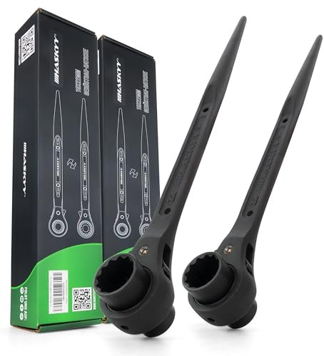 HASKYY 2x Gerüstbauratsche 19x22 mm Gerüstbauknarre Ratschenschlüssel Gerüstratsche Links-Rechtslauf Doppelsteckschlüssel