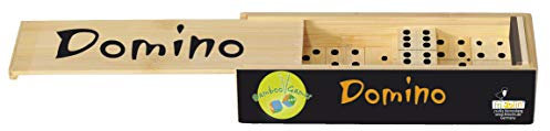 Fridolin Bamboo Game - Domino aus Bambus, Dominosteine, zweifarbig in Bambusbox mit Spielanleitung; Maße ca.: 17,00 x 5,70 x 4,40 cm
