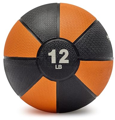 Amazon Basics Weighted Medicine Ball for Core Strength, Strength Training, Full-Body Workouts and Balance Exercises, 12 Pounds, Orange/Black