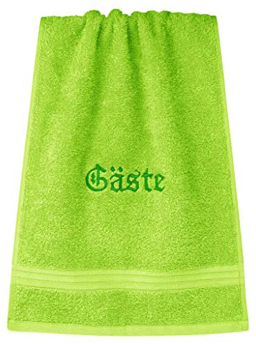 Lashuma Gästetuch Bestickt mit Gäste, 30x50 cm Linz, WC Handtuch Grün - Apfel, Frotteetuch Badezimmer