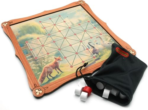 Brimtoy Fox & Geese traditionellt träbrädspel för 2 spelare – medeltida spel – åldrarna 8+ – familjeunderhållning
