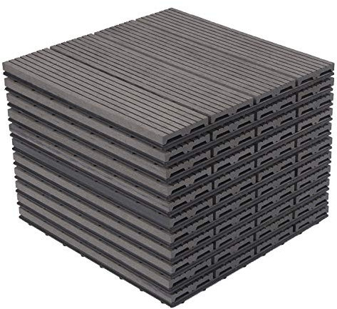 Lestarain Balkonfliesen WPC Fliesen, 30x30 cm bodenfliesen Outdoor, klickfliesen für Balkon Garten, klicksystem, 11 Stücke für 1m²