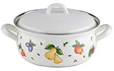 Riess, 0170-068, Kasserolle mit Deckel Ø 18cm, FRUIT GARDEN, Emaille, Vol. (rec.): 1,7 Liter, Made in Österreich, LBH: 25,4x19,9x12,5cm, 1,100kg, Induktionskocher kompatibel, Gasherd geeignet