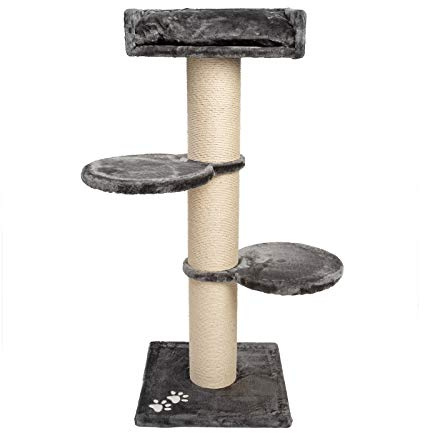 JAMAXX Premium 155cm XXL Kratzbaum für große schwere Katzen 20cm extra-starker Stamm, 4cm Starke Bodenplatte, extra-Dickes Kuschel-Plüsch, Kletterbaum Katzenbaum PCT6001 (Grau)