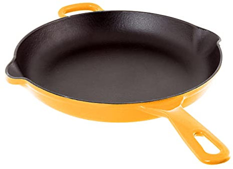Chantal Utensilios de cocina de hierro fundido esmaltado, sartén de 10 pulgadas, caléndula