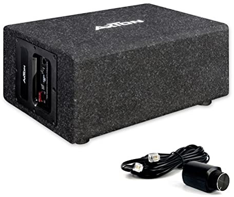 AXTON ATB120QBA – kompakter 20 cm / 8“ Aktiv Subwoofer, mit 100 W RMS Verstärker, aktive Bassreflex Bassbox für Auto, LKW, Reisemobil, Plug & Play einfacher Einbau