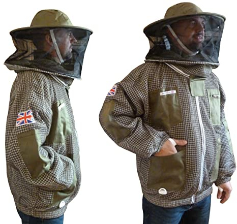 AGS Rundhut, Schleier, Bienenjacke, 3-lagig, ultra-belüftet, grün, Imkerjacke (2XL)
