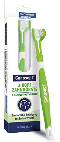 Canosept 3 KopfHundezahnbürste - Zahnpflege für Hunde - Komfortabler Zahnsteinentferner - Mundgeruch