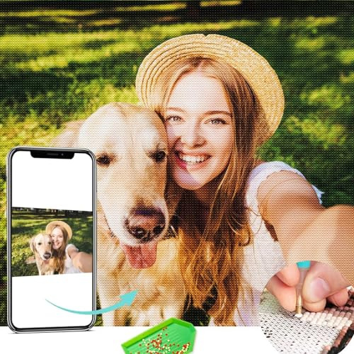 CleverFine Diamond Painting Eigenes Foto Personalisiert Bilder Diamond Painting Benutzerdefinierte Geschenke Home Décor（30 * 40cm,Quadratischer Diamant）